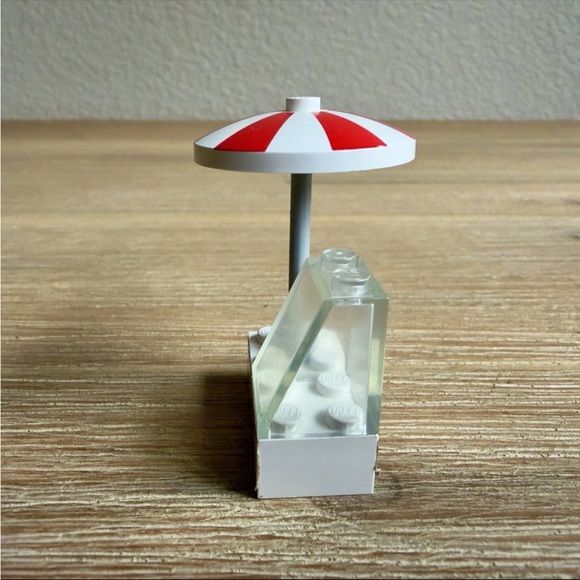 LEGO Popcorn Stand Cart Umbrella Vendor Accessory Mini Build Parts Vintage 80s - Picture 2 of 5